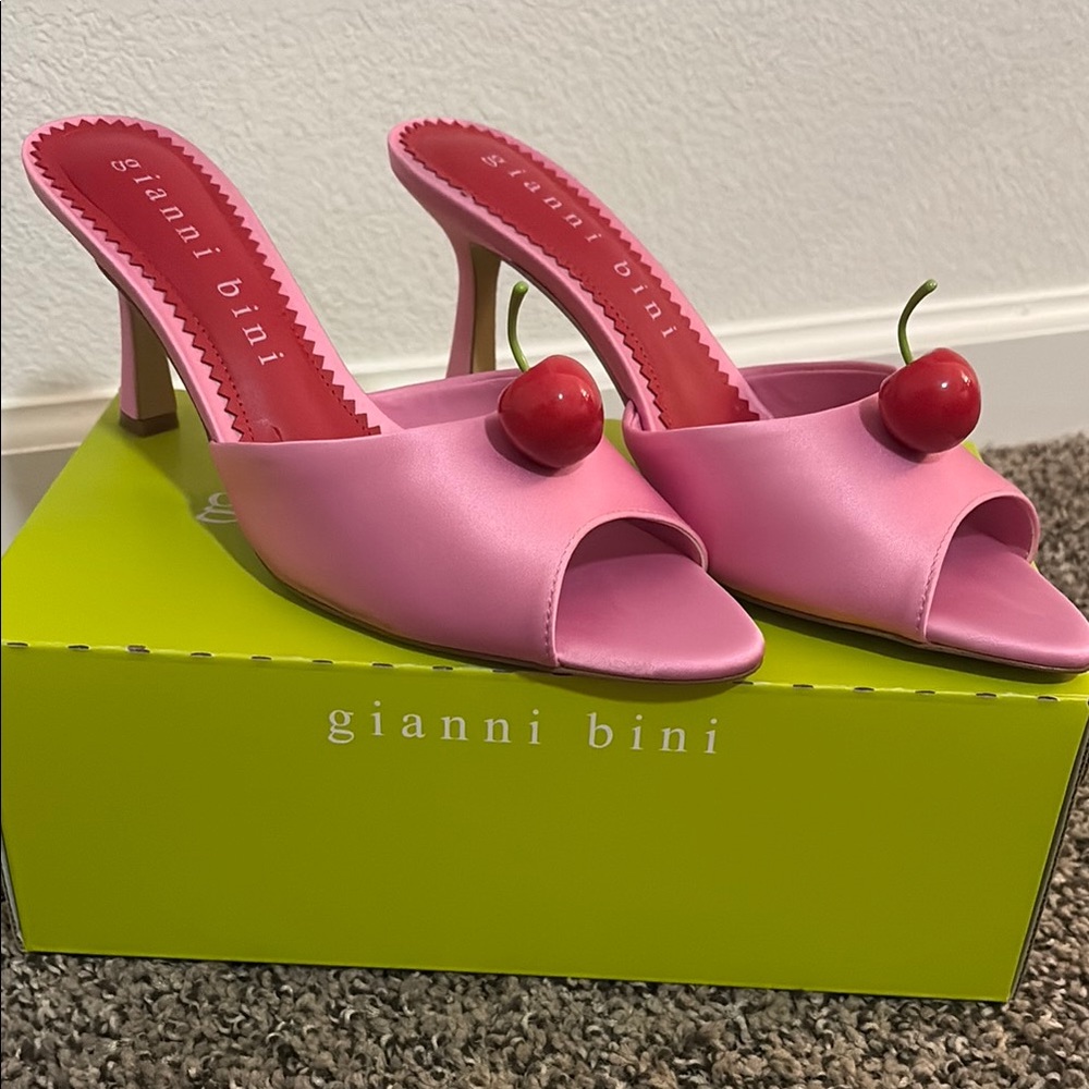 Gianni Bini Pink Heels with Cherry Detail